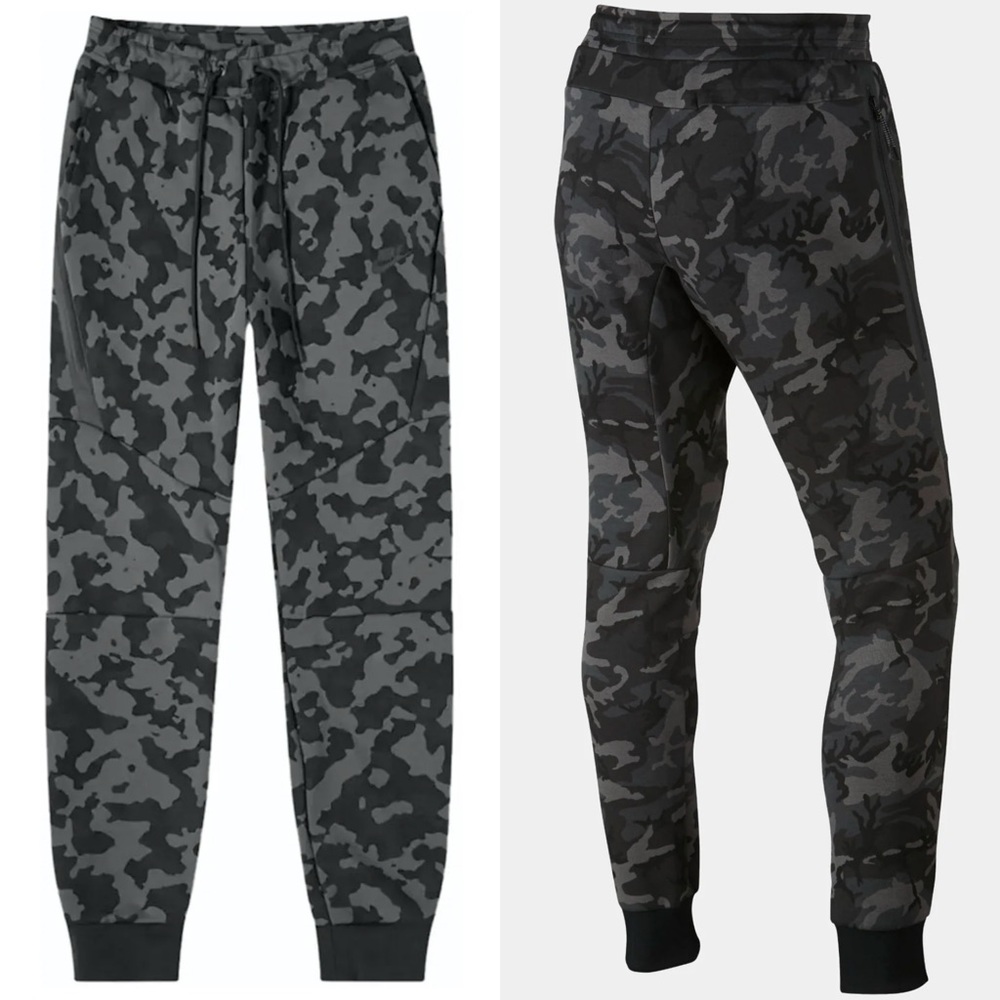 Nike Camo Sweatpants Sportswear Tech Fleece Pants Black/Gray Size S NEW
